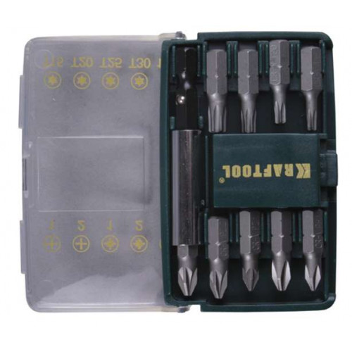 Бита магнитная с магнитным адаптером KRAFTOOL / набор 10шт.