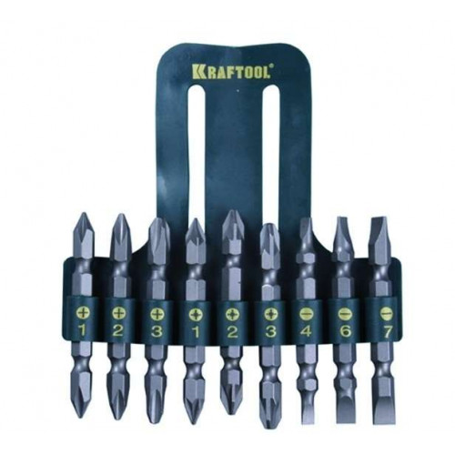 Бита двухстор. KRAFTOOL / 65мм / набор 9 шт
