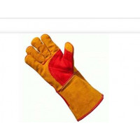 Краги спилковые пятипалые усиленные желтые- красные