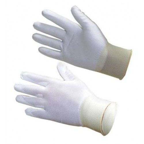 Перчатки рабочие НейпПол-Б нейлоновые полиуретан резинка, част. покрытие, белые