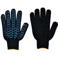 Перчатки х/б с ПВХ ВОЛНА, 10-й класс, черные