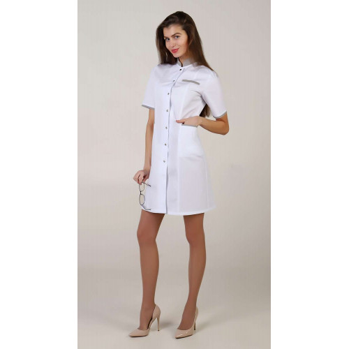 Халат медицинский «Каролина на кнопках» женский белый