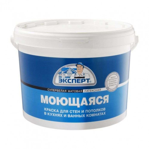 Краска ВД ЭКСПЕРТ д/ст. и потол. моющ. 1,3кг. супербел.