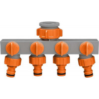 Разветвитель сад. пласт., на 4 линии 1/2- 3/4- 1