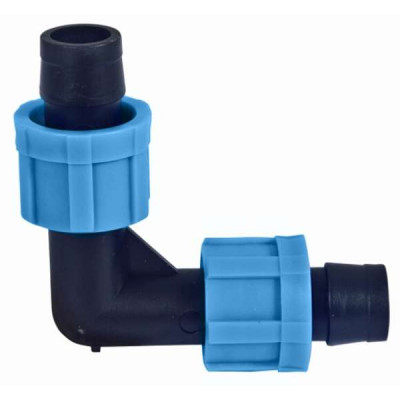 Адаптер д/сад.шланга пласт., угол для капельной лен Адаптер д/сад.шланга пласт., угол для капельной лен