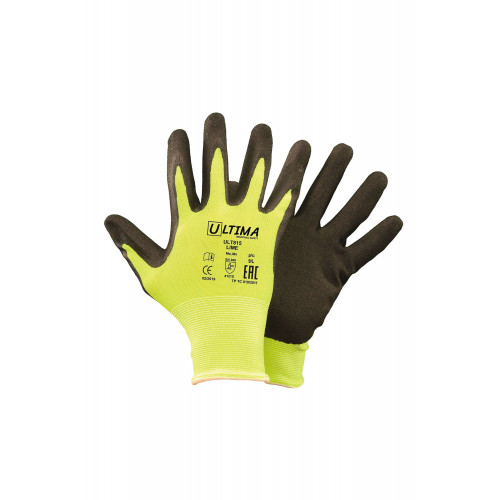 Перчатки рабочие LIME нейлоновые ULT815 с зерн. нитрил. покрыт