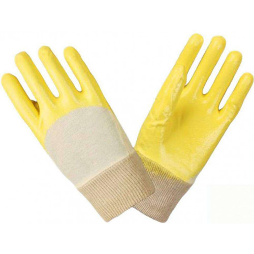 Перчатки нитрил. манжет резинка, частичн.облив, облегч., желтые